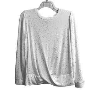 Como Black Crew Neck Long Sleeve Top w/ Sparkles